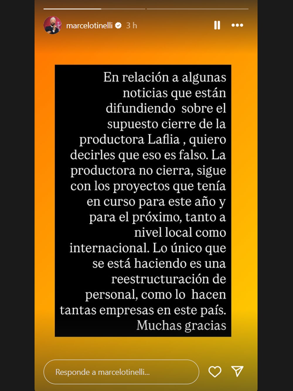 Marcelo Tinelli desmintió el cierre de LaFlia