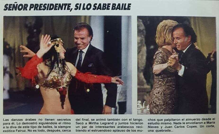 Un día después de su baile con Menem, la prensa gráfica argentina e internacional replicó el hecho hilarante