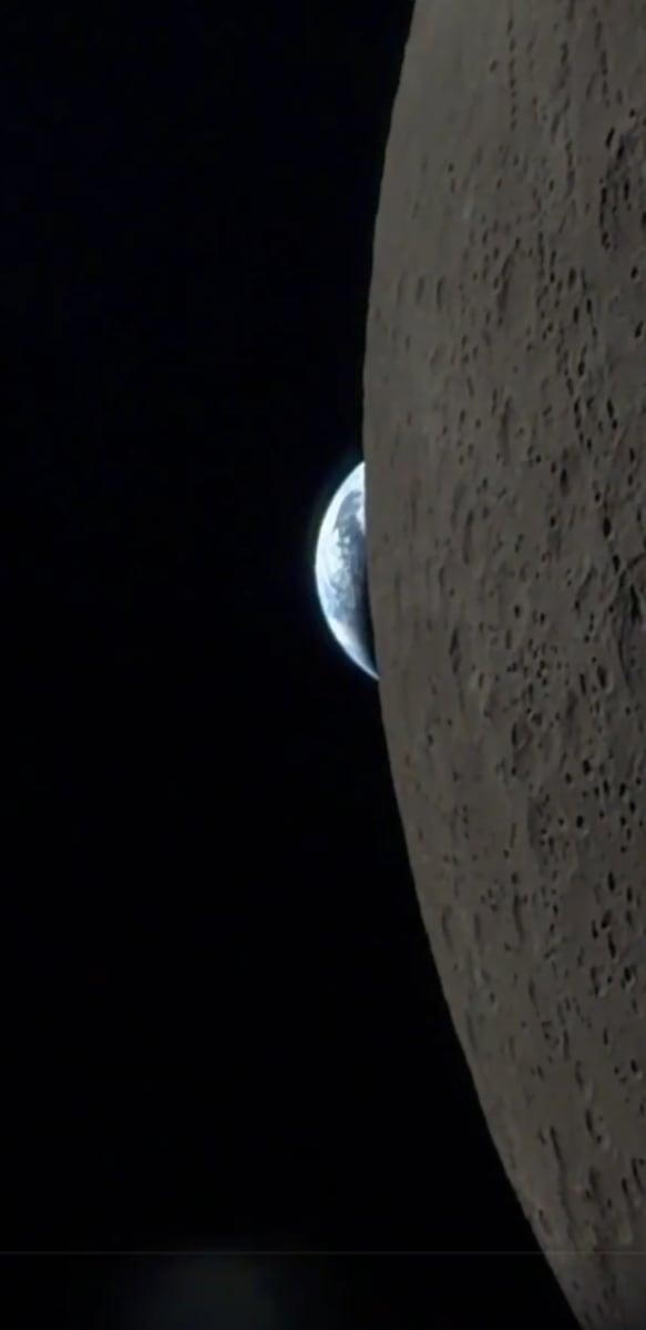 El comandante de la nave Orión logró captar el momento en que la Luna cubre a la Tierra desde atrás del satélite