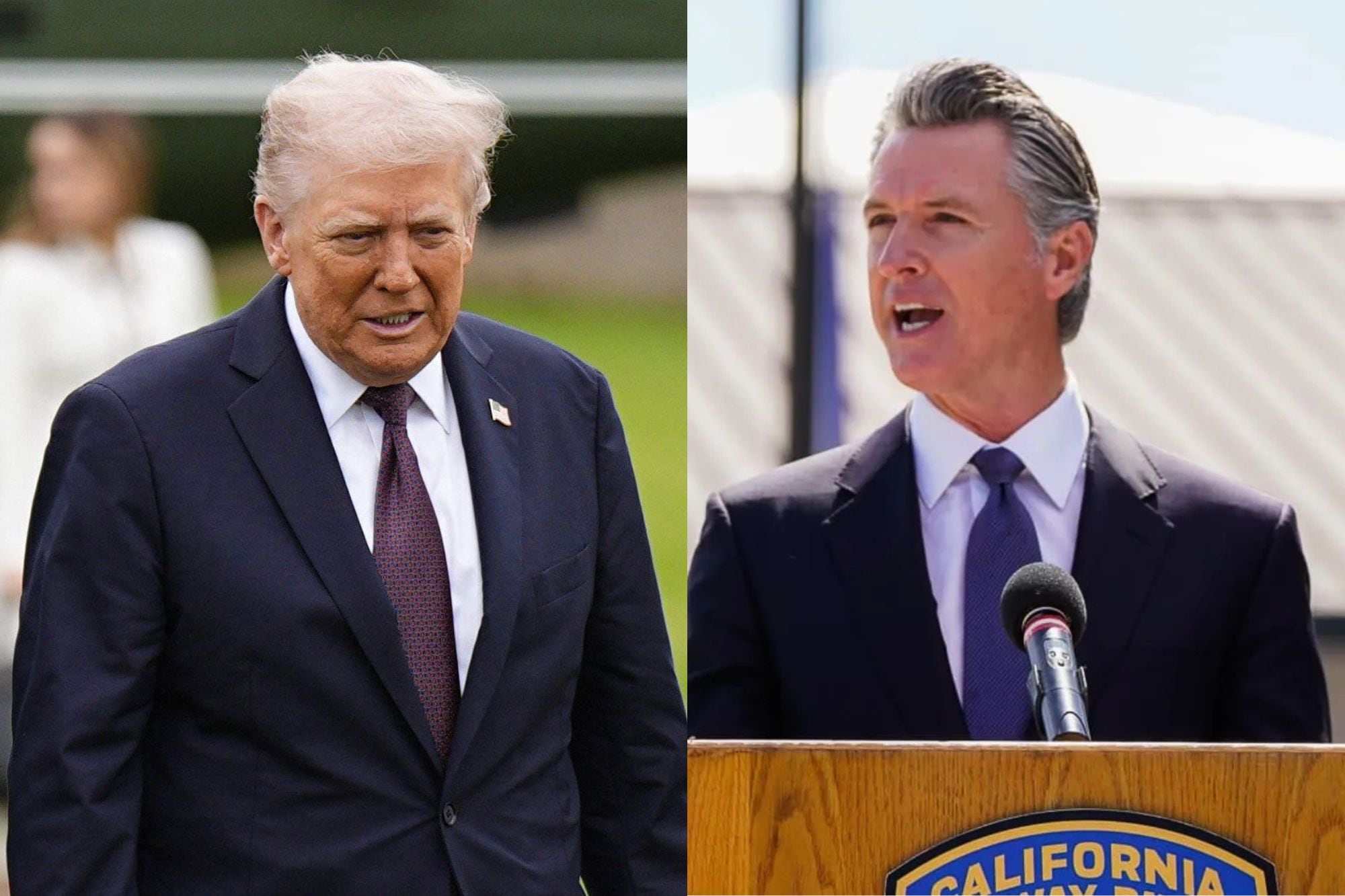 La bronca de Gavin Newsom con Trump después de un accidente de auto en la demostración militar en California
