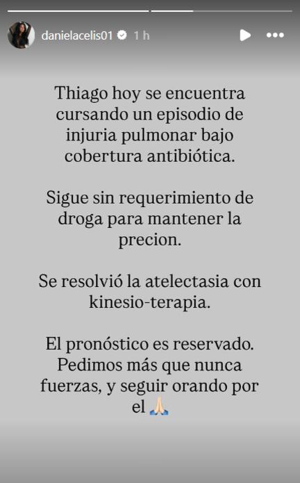 Daniela Celis informó el cuadro clínico de Thiago Medina en sus redes sociales