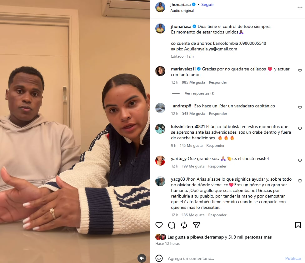 Jhon Arias y una ayuda muy importante para Chocó