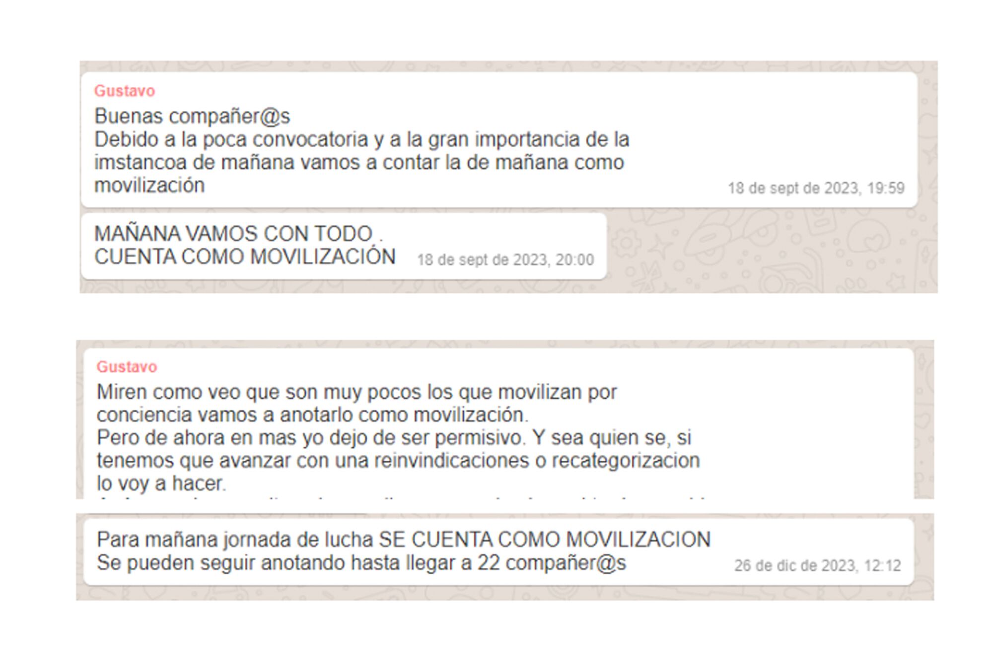 Los chats de la causa número CFP 4489/2023 que señalan un sistema de castigos, multas y contraprestaciones para acceder a planes y alimentos