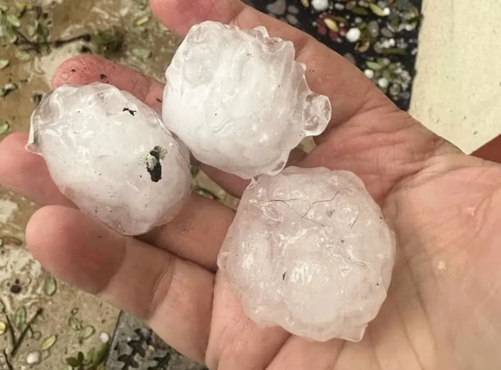 Las bolas de granizo que cayeron en Texas