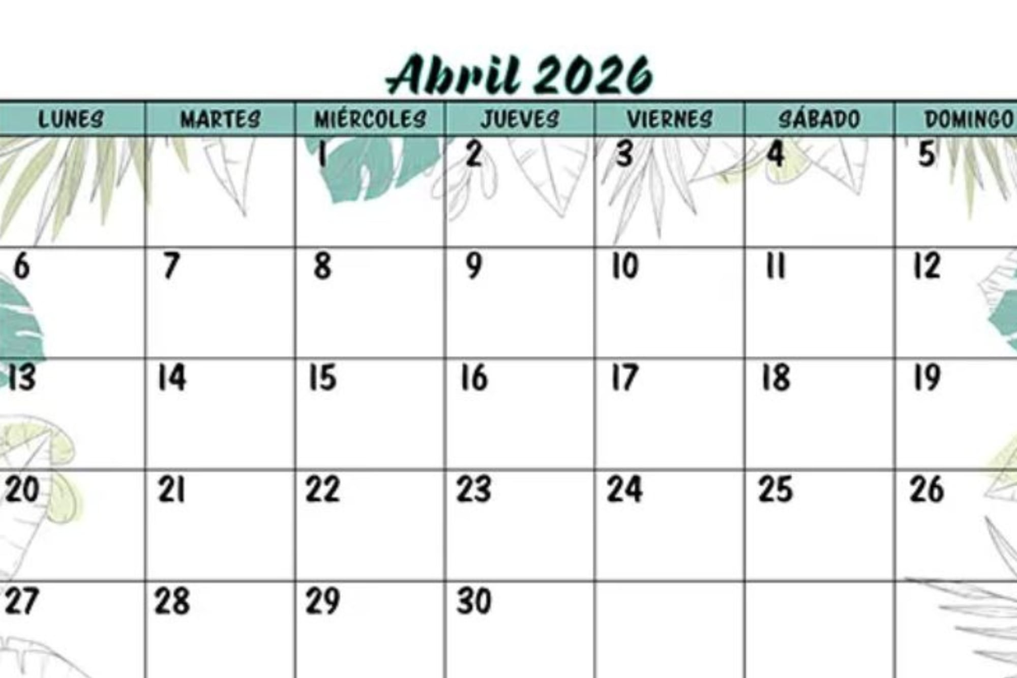 En cada día de abril se pueden anotar los eventos importantes