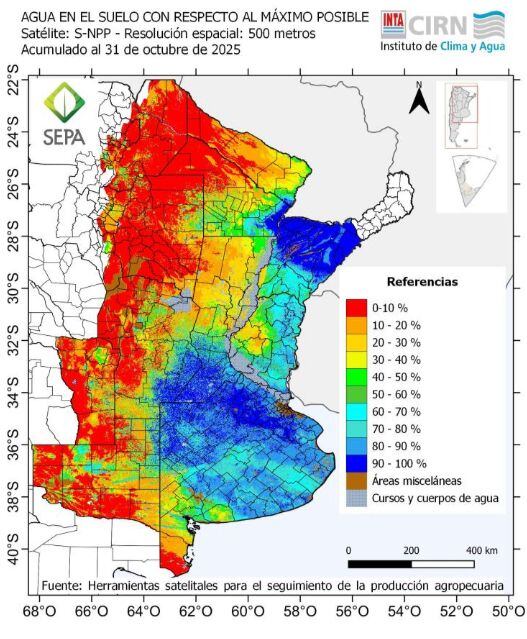 Porcentaje de agua disponible en el suelo
