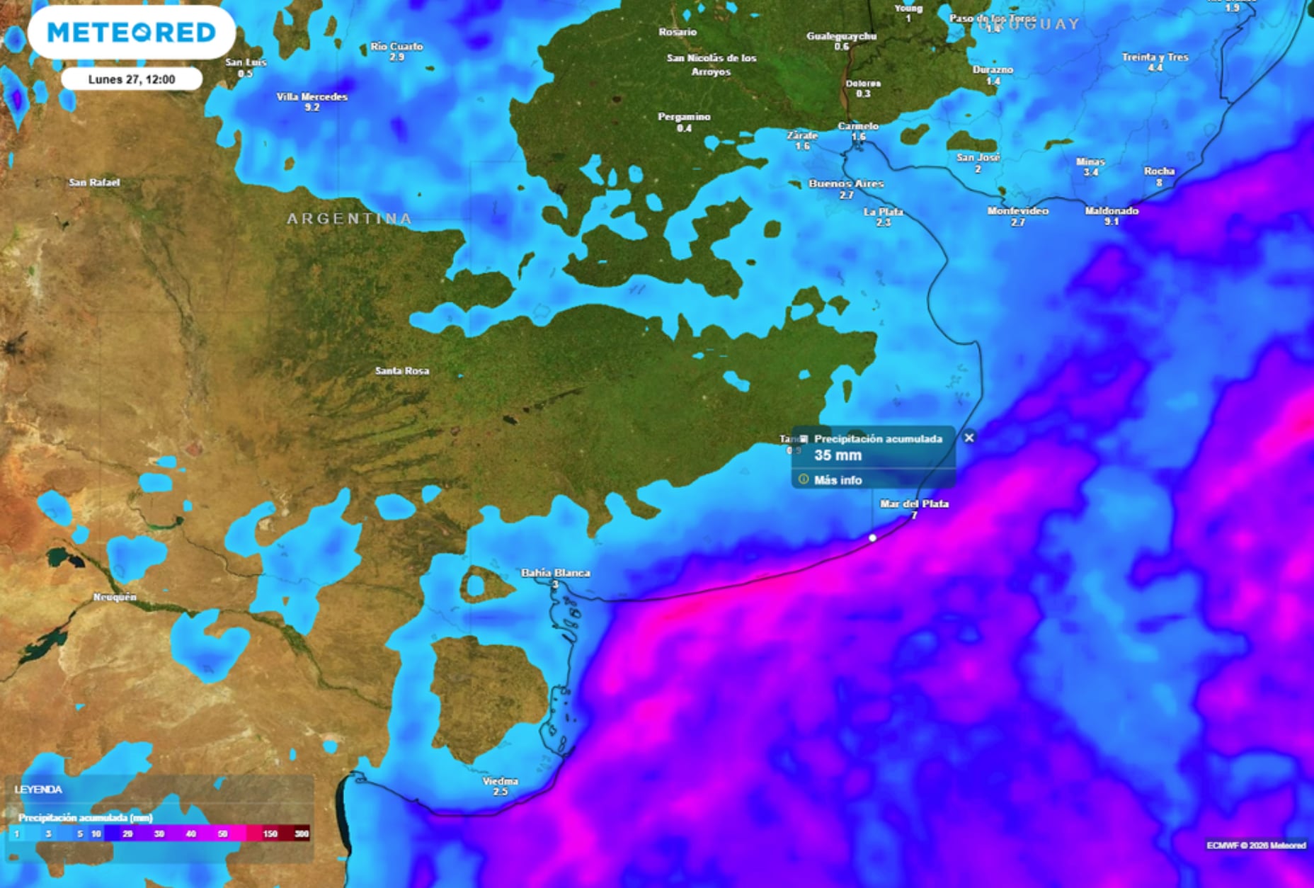 El sitio epecializado Meteored anticipó la llegada del ciclón a la Provincia