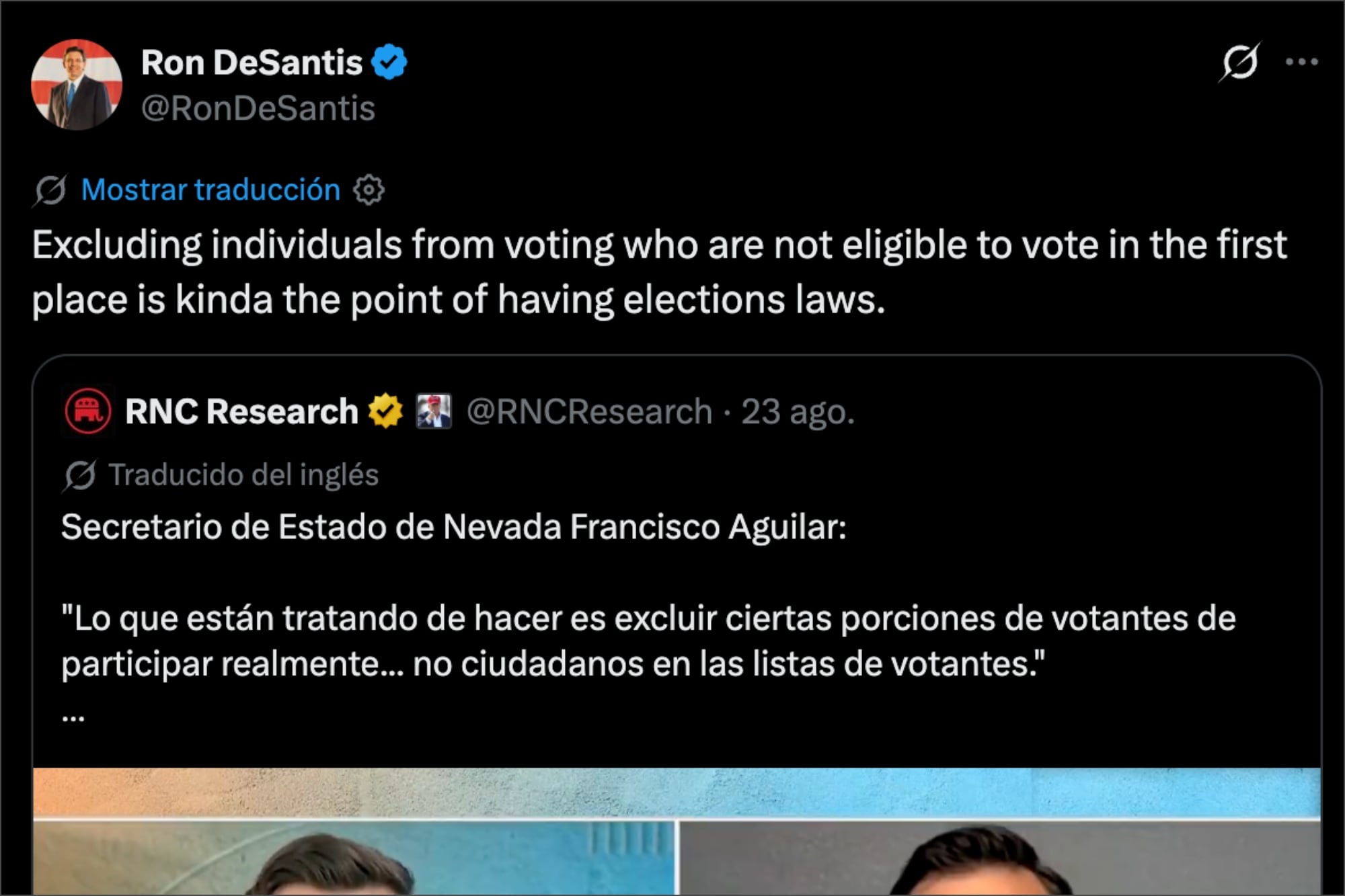 El gobernador de Florida, Ron DeSantis, se defendió las normas electorales que restringen la elegibilidad tras lo ocurrido en Nevada