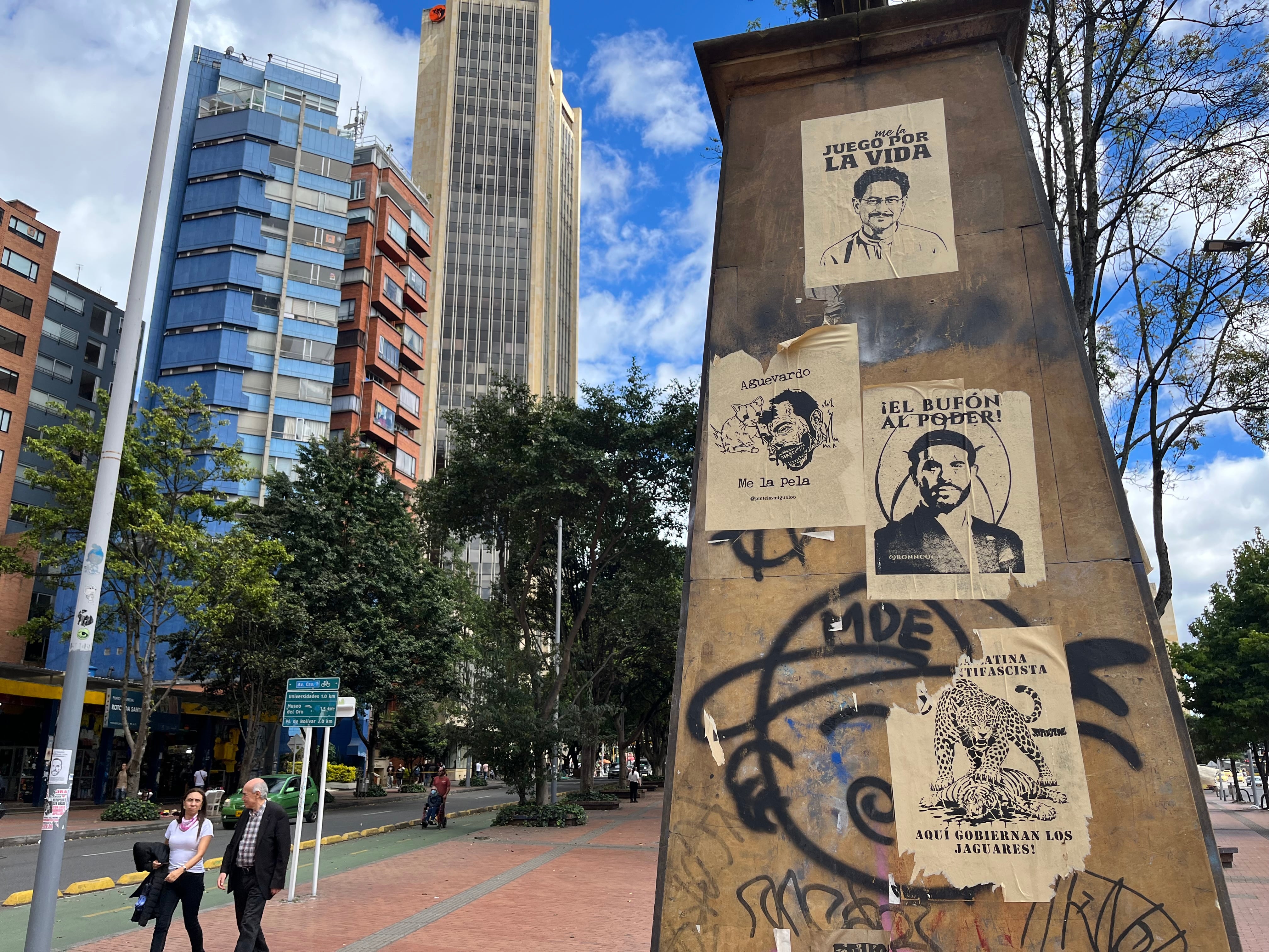 Propaganda contra Abelardo de la Espriella en el centro de Bogotá, el 21 de junio de 2026. Fuente: Guido Bovone