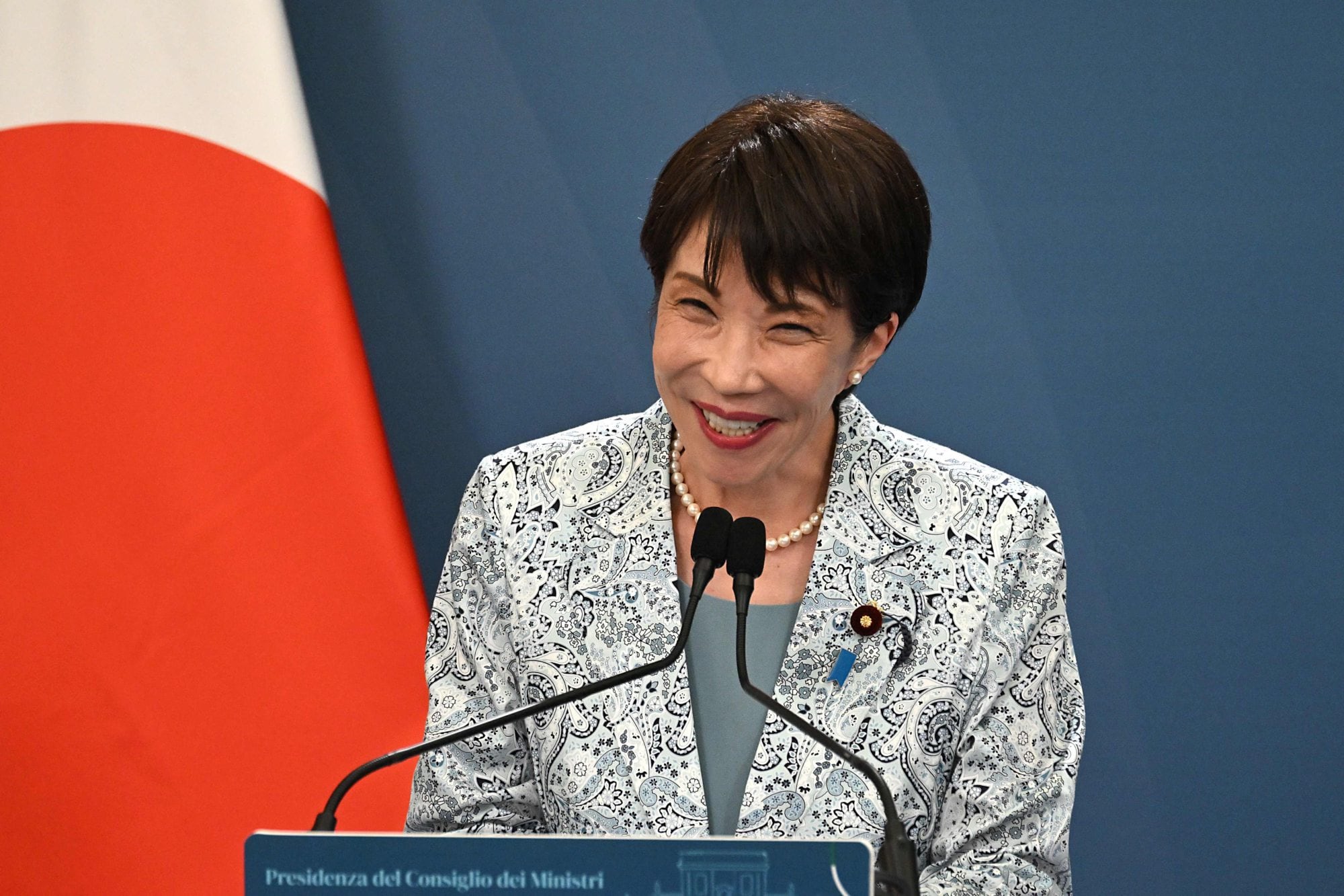 La primera ministra conservadora Sanae Takaichi durante una conferencia de prensa en Roma (Archivo)