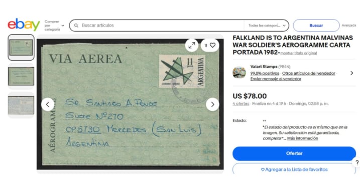 La publicación de la subasta de la carta