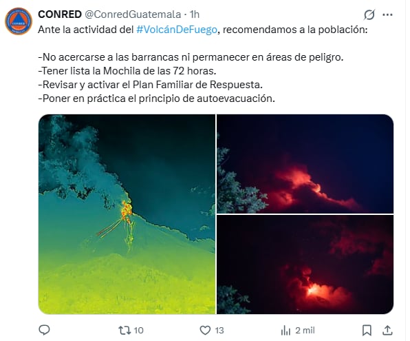 Las recomendaciones emitidas por la Conred