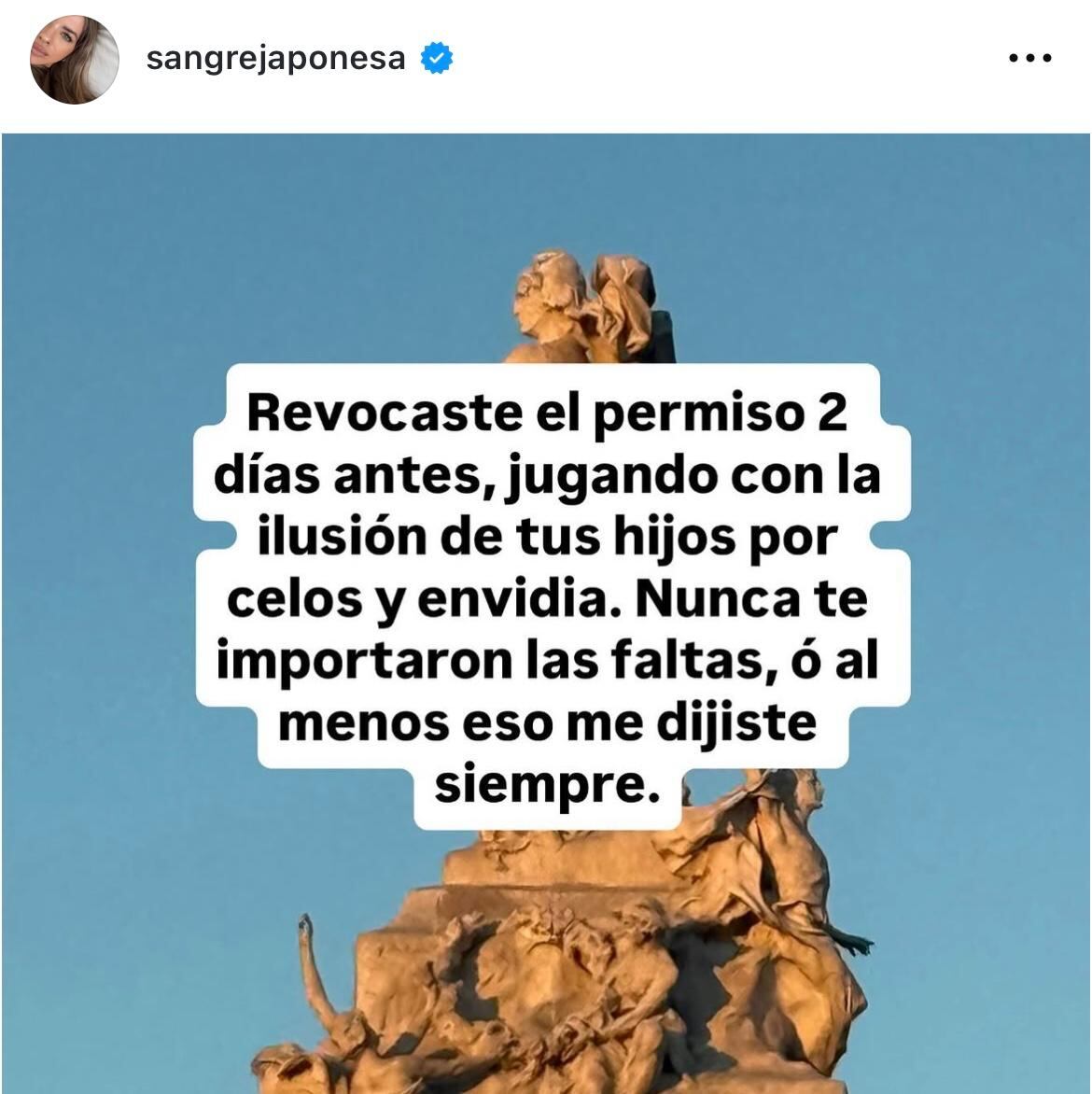 La China Suárez en su posteo de Instagram: