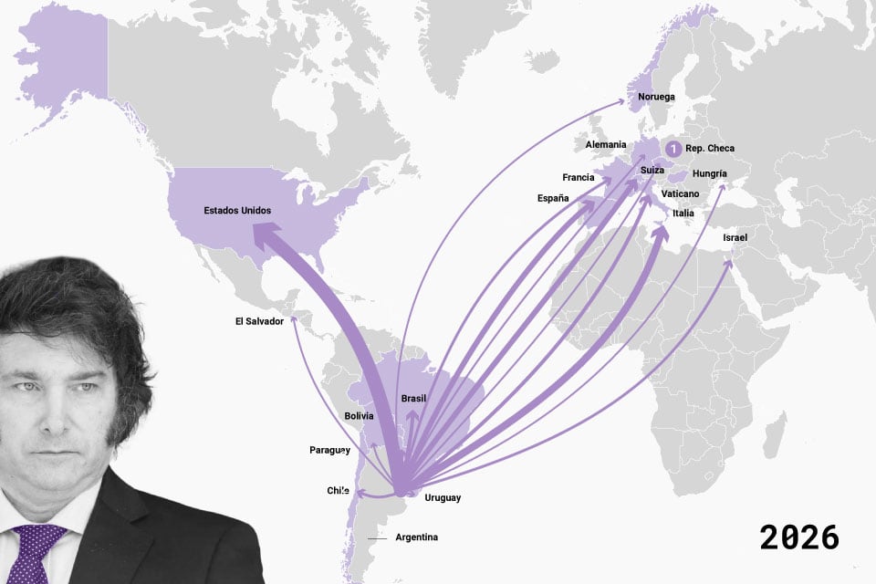 Viajes oficiales. Costos, destinos e invitados del semestre de Milei fuera de la Casa Rosada