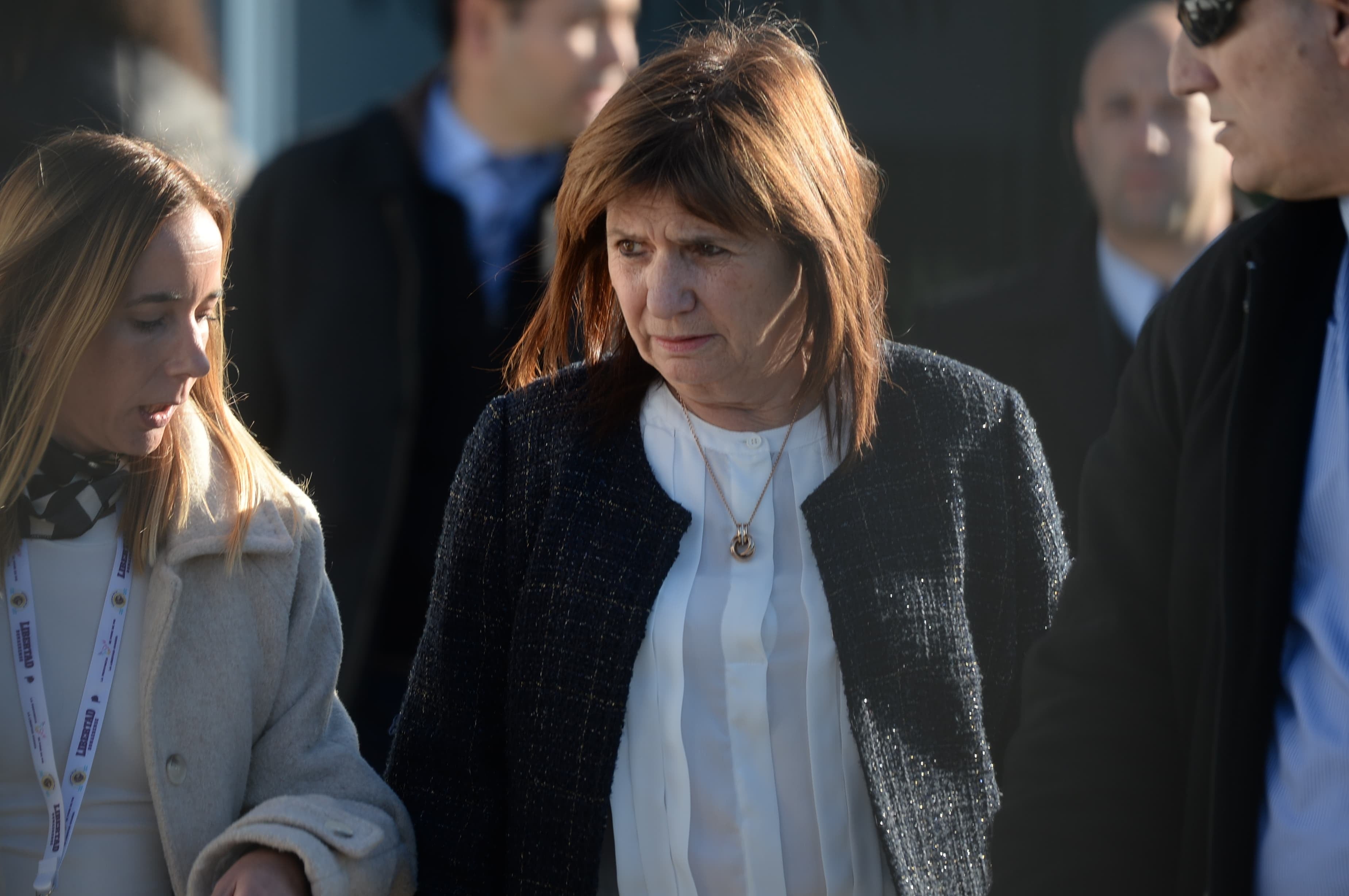 Patricia Bullrich al llegar al acto de LLA en La Plata