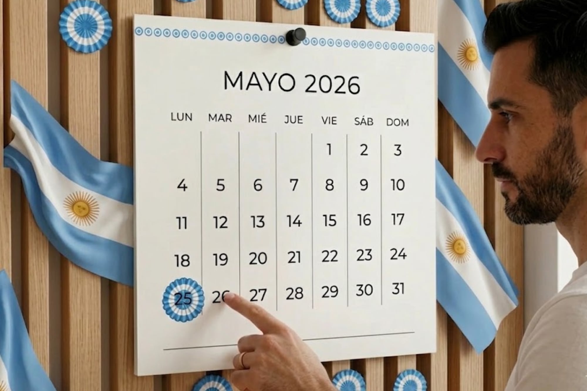 El lunes 25 de mayo es feriado nacional en la Argentina (imagen ilustrativa generada con IA)