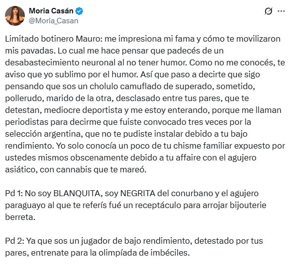 El recordado tuit de Moria Casán a Mauro Icardi