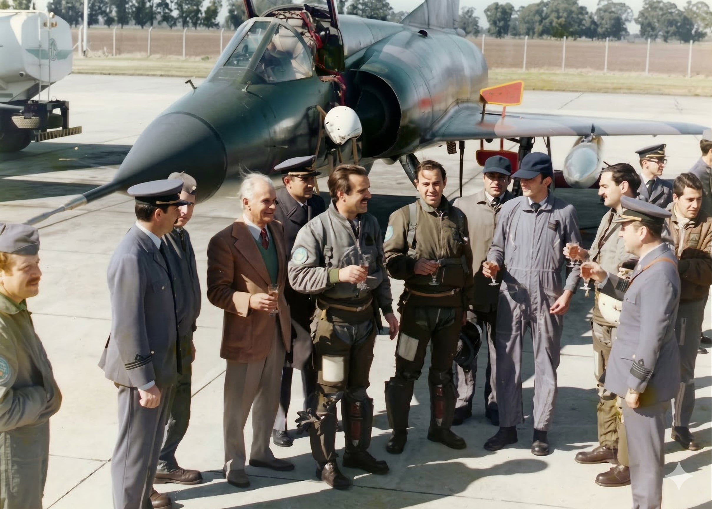 1978. Marcos Juan Czerwinski junto a su padre Witold luego de su primer vuelo solo en el caza supersónico Mirage. (Gentileza de Marcos Czerwinski).
