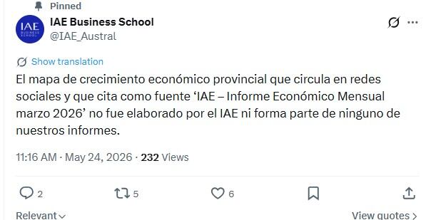 El posteo del IAE en X