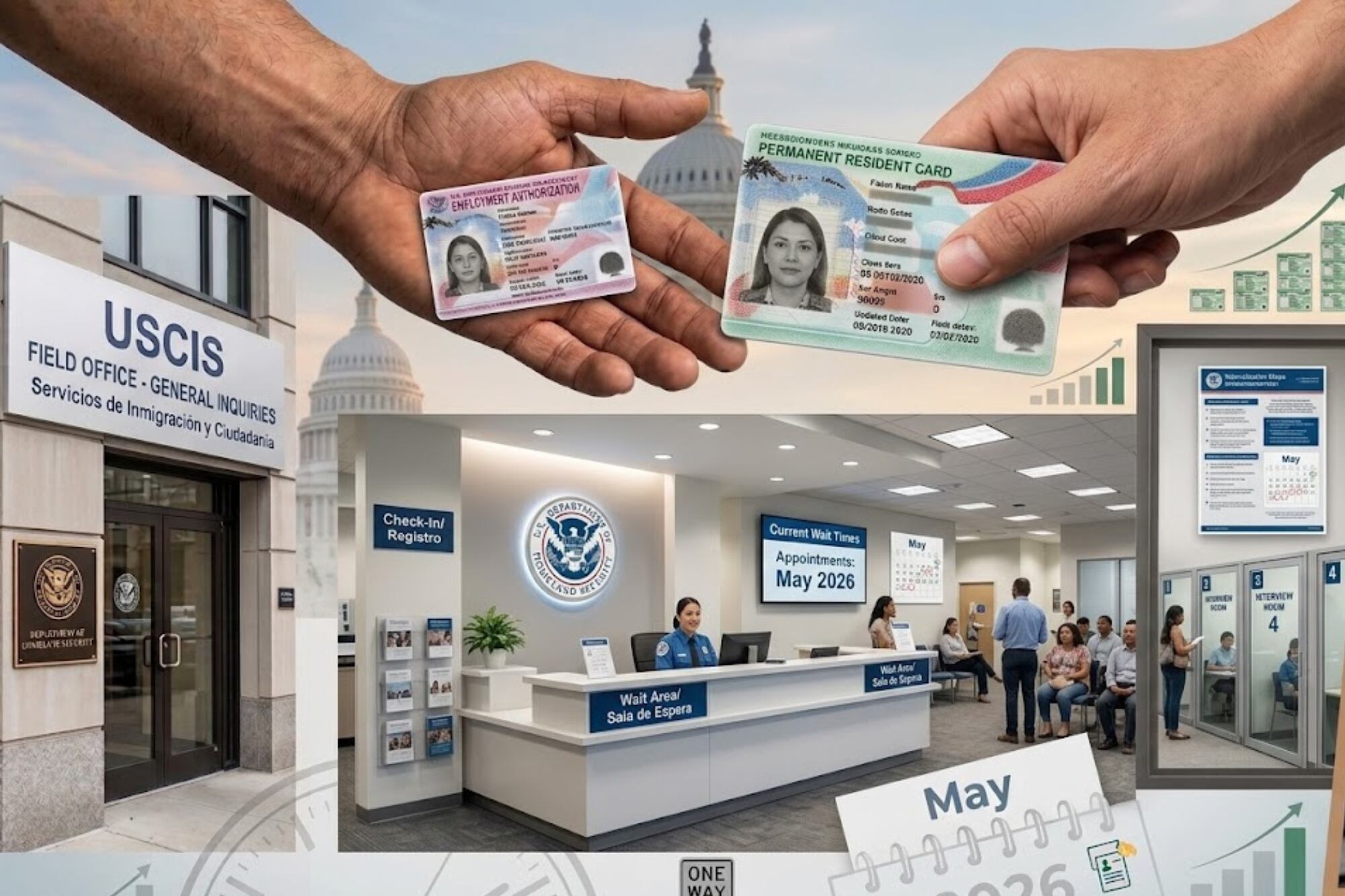 Actualizaciones del Uscis y qué se espera en mayo 2026: permisos de trabajo y green cards de migrantes
