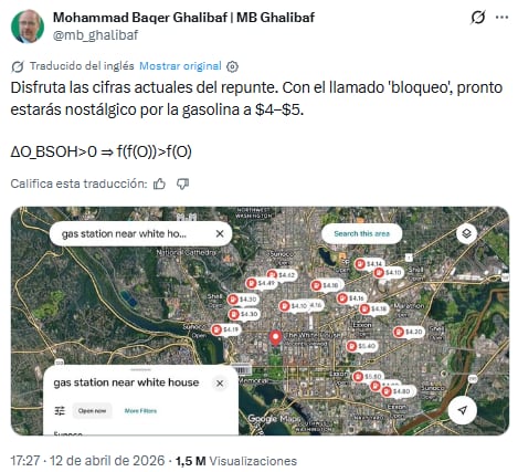 Un importante funcionario de Irán se burló de los precios de los combustibles en la zona donde se ubica la Casa Blanca