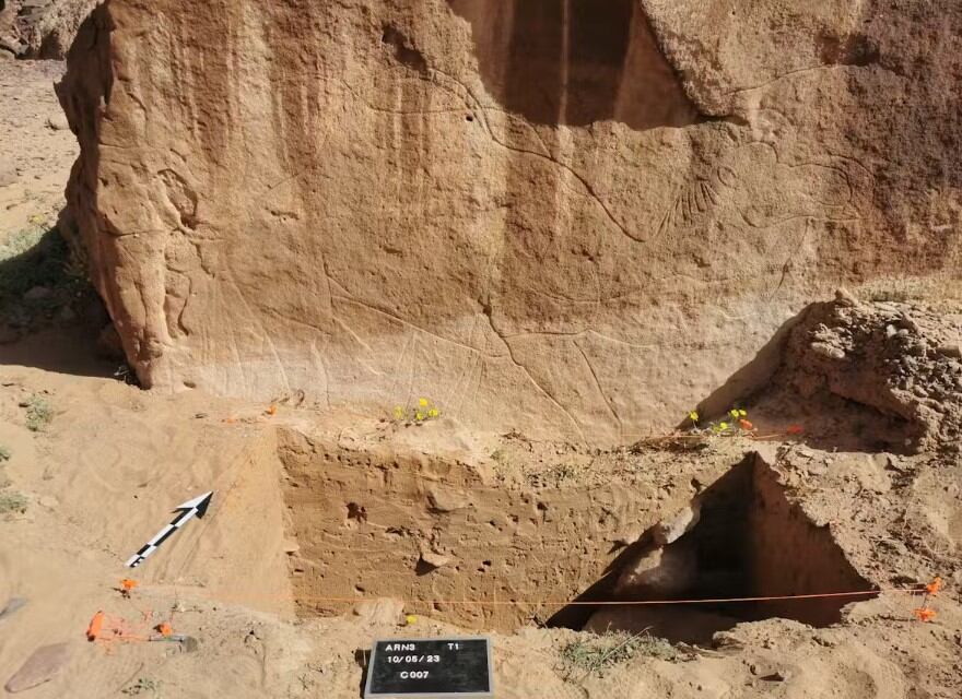 Los investigadores se toparon con las figuras rupestres en grandes rocas del desierto de Nefud