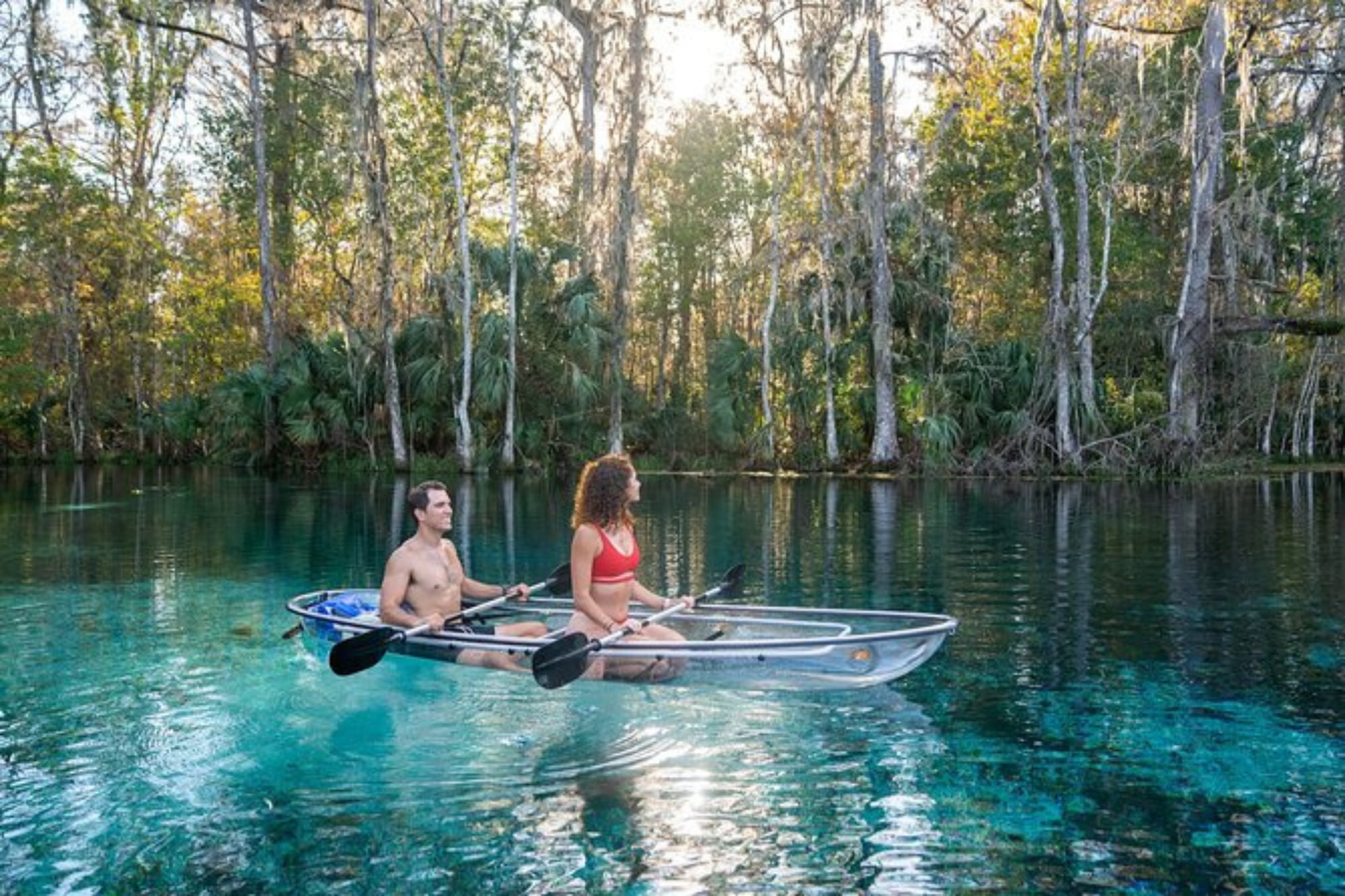En el Parque Estatal Silver Springs se pueden realizar paseos en bote con fondo transparente