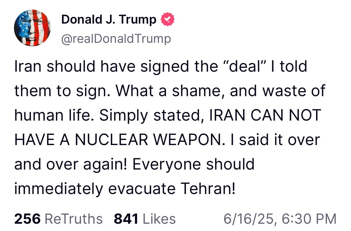El posteo de Trump advirtiendo que
