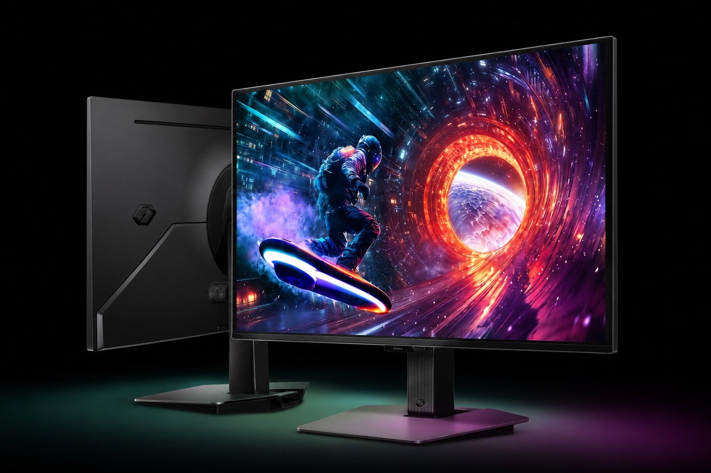 Una vista del monitor gamer Odyssey G5 de Samsung, que ofrece un panel de 27 pulgadas con resolución QHD y tasa de refresco a 180Hz