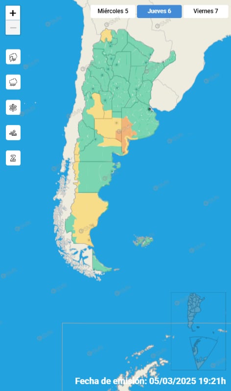 Las alertas por tormentas para este jueves 6 de marzo