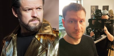 Filip Wałcerz y Maurycy Lyczko, los dos actores polacos que representaron a los CEOs de Rainbowex en el evento del Hotel Emperador