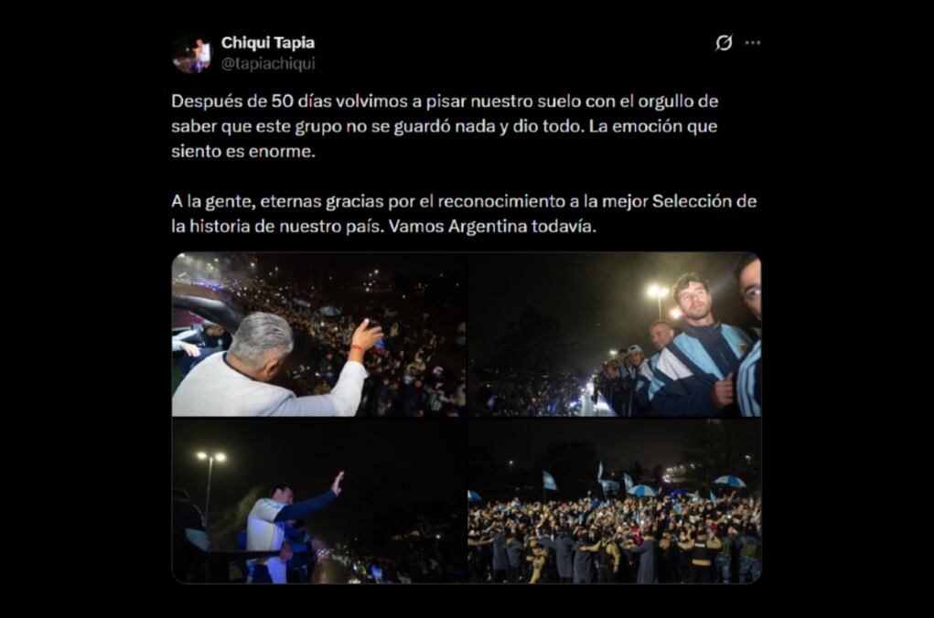 Chiqui Tapia, tras el recibimiento de la selección en Ezeiza: