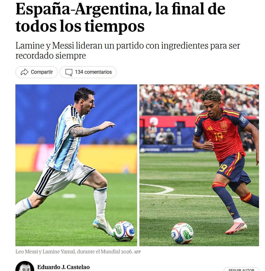 Así tituló El Mundo sobr ela final del Mundial 2026