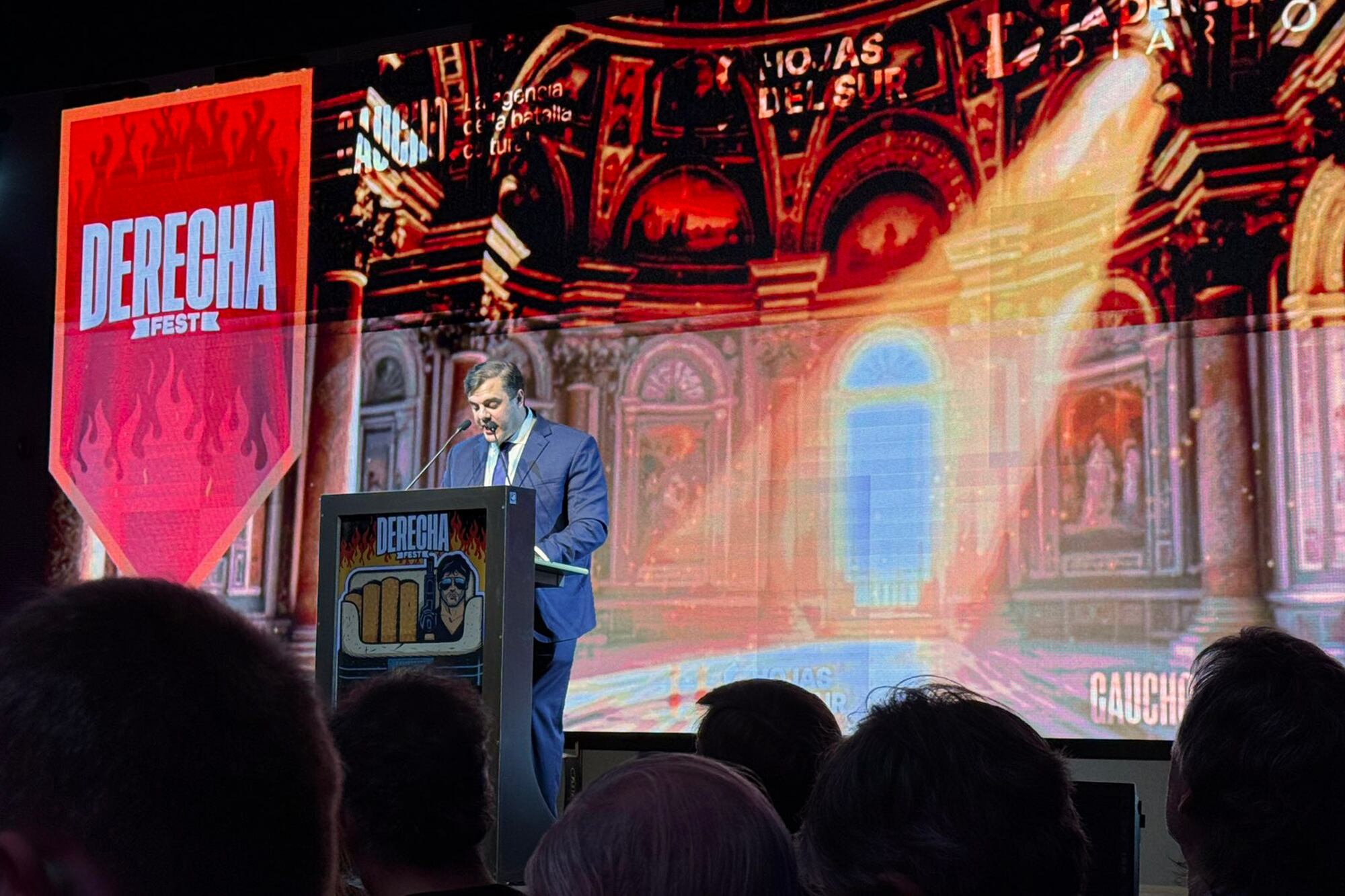 El Gordo Dan durante su discurso en La Derecha Fest