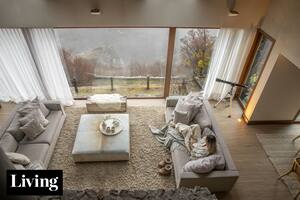 Una casa que aprovecha la alucinante vista al volcán Lanín desde todos los ambientes