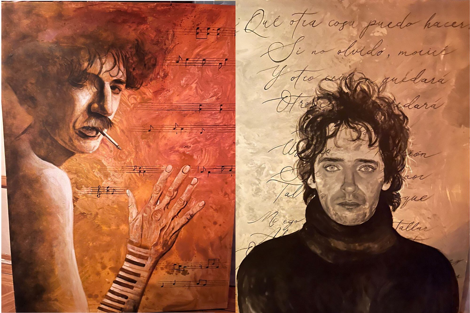 Retratos pop de íconos del rock nacional, como Charly García y Gustavo Cerati, realizados por Sebastián Pernisa