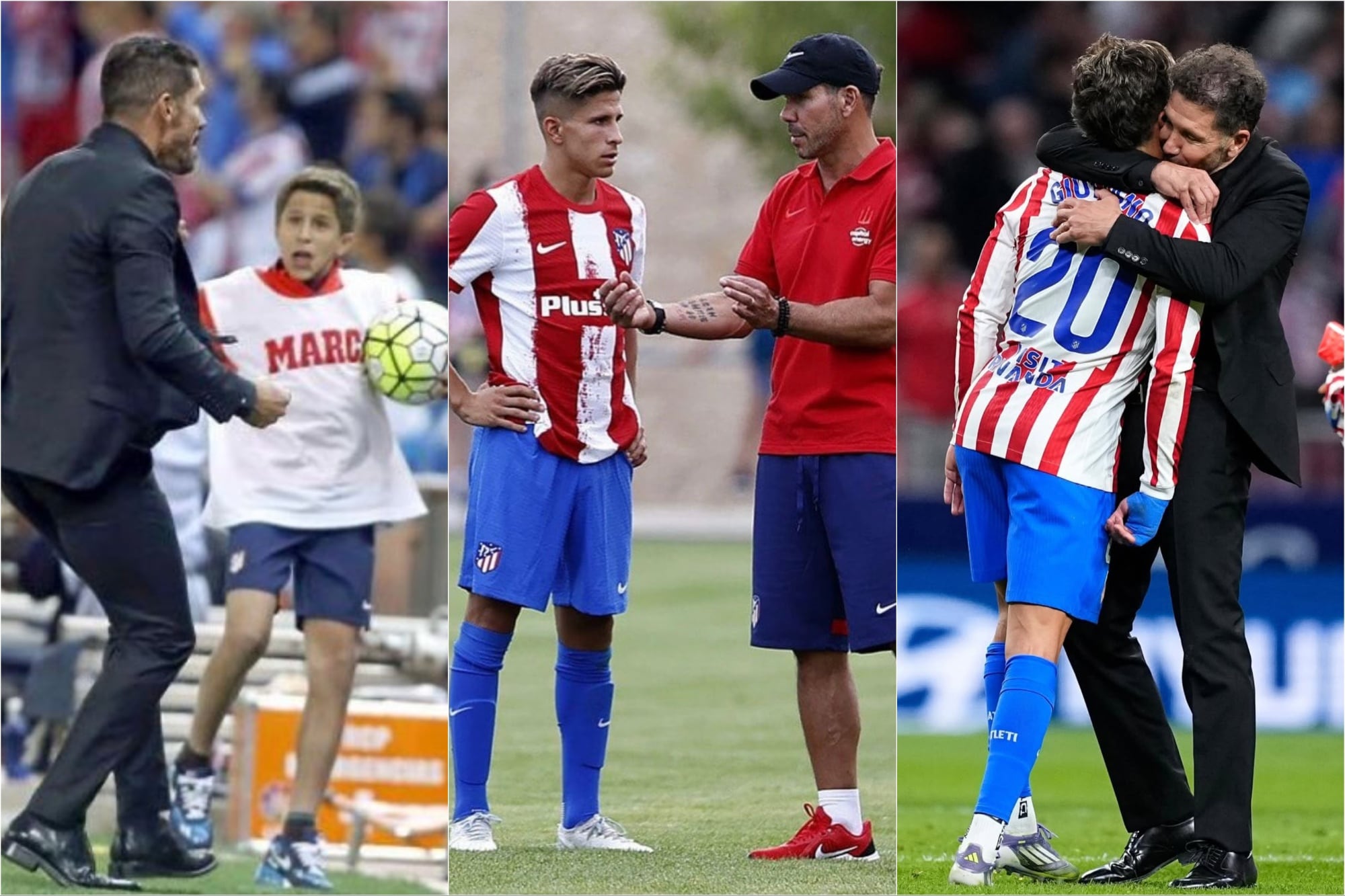 Giuliano en cada etapa junto a su papá en el Atlético de Madrid