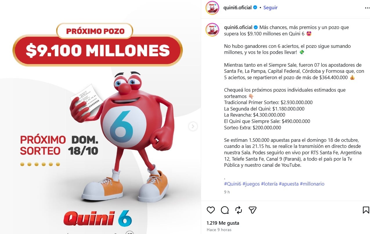 No hubo ganadores en el Quini 6