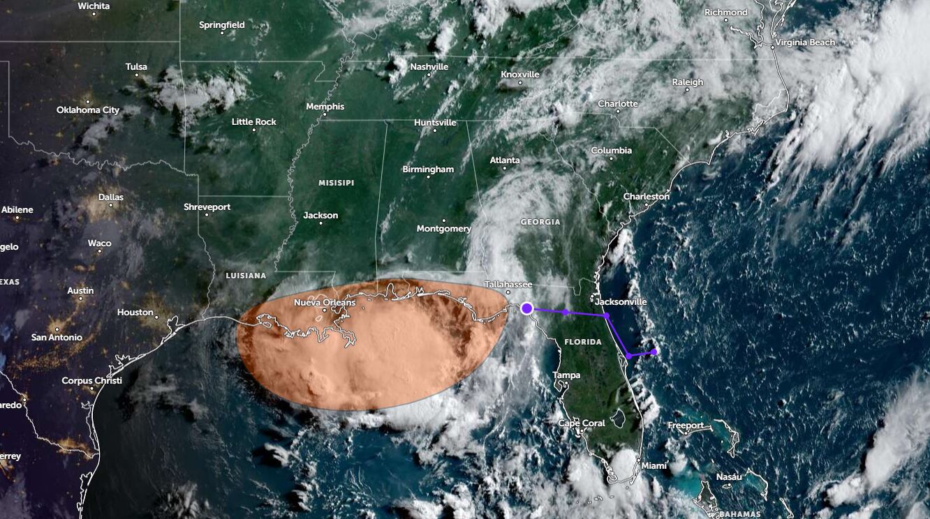 Lluvias torrenciales y riesgo de inundaciones repentinas en Florida: la perturbación tropical descargará entre 25 mm y 76 mm de lluvia en pocas horas, especialmente en zonas urbanas con drenaje deficiente, mientras genera fuerte oleaje y corrientes de resaca peligrosas en las costas