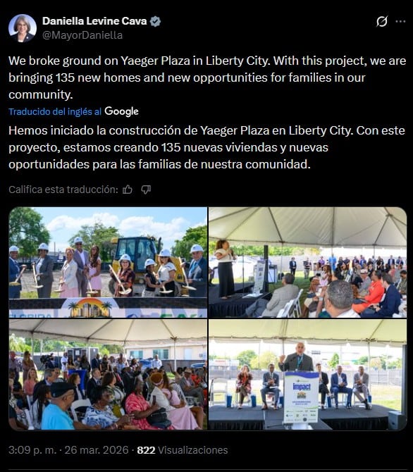 Daniella Levine Cava anunció un nuevo proyecto de desarrollo en Miami-Dade