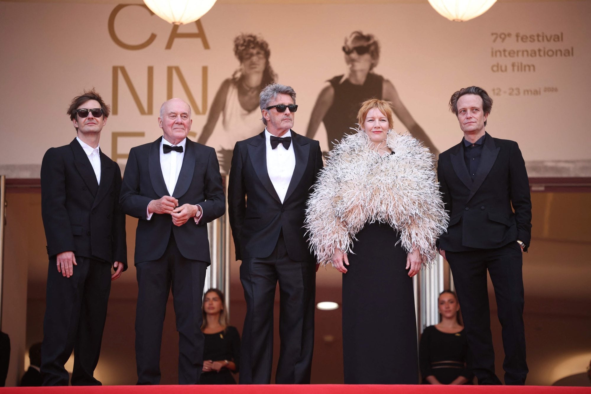 El director de fotografía Lukasz Zal, el actor Hanns Zischler, el director y guionista Pawel Pawlikowski, la actriz Sandra Huller y el actor August Diehl, en el Festival de Cannes