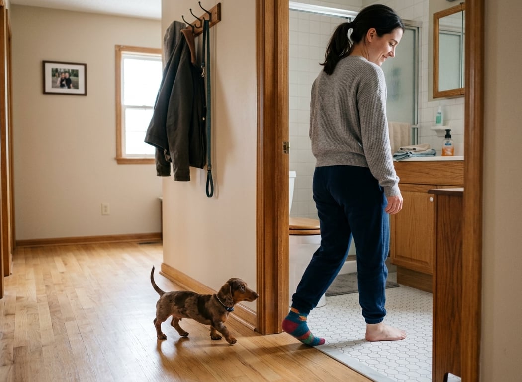 Por qué tu perro te acompaña al baño y qué hay detrás de esa conducta