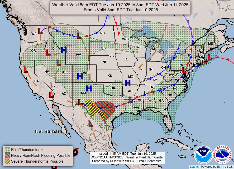 Alerta en el sur: Texas y Oklahoma bajo riesgo de inundaciones repentinas por lluvias persistentes, según el NWS
