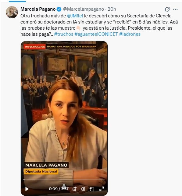 Marcela Pagano denunció a la secretaria de Ciencia
