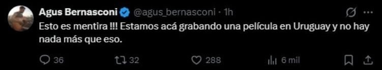 Agustín Bernasconi negó las versiones de romance con Wanda Nara (Foto: X)