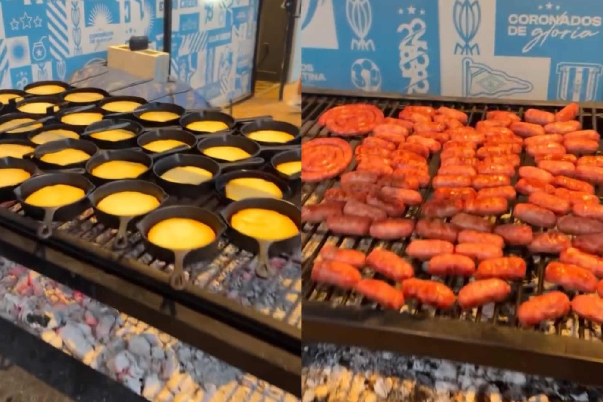 Las provoletas y los choris presentes en el asado de la selección argentina (Foto: @emi_martinez26)
