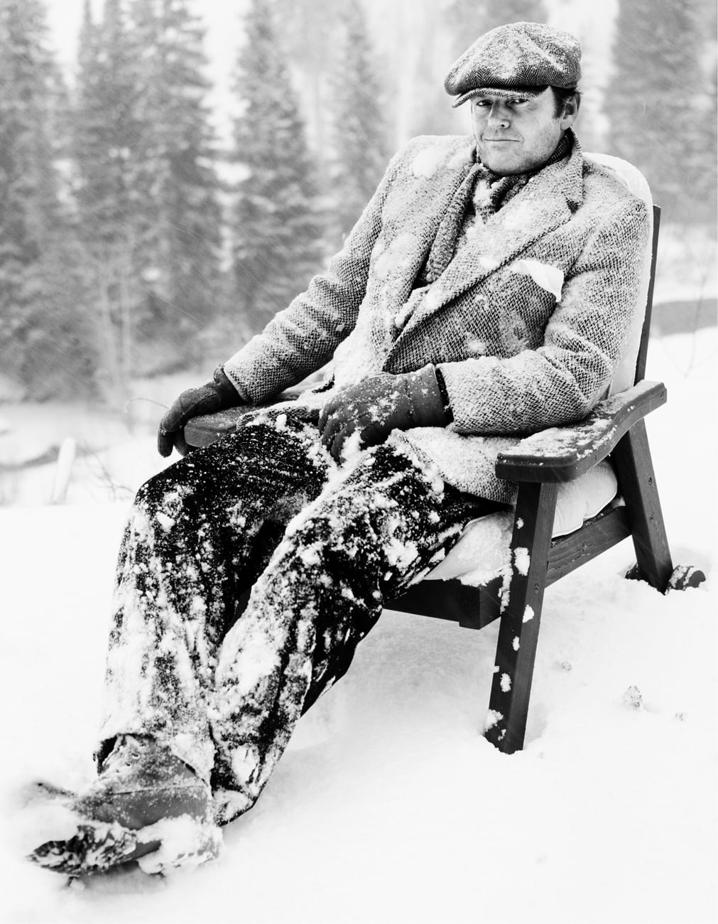Jack Nicholson bajo nieve, en Aspen, Colorado (1981)