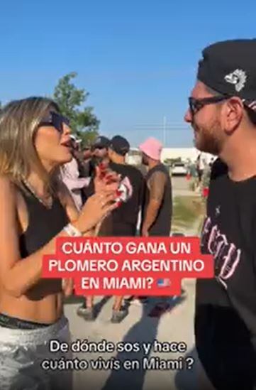 La influencer Melina Moriatis le preguntó a un inmigrante argentino que trabaja de plomero cuánto gana por mes