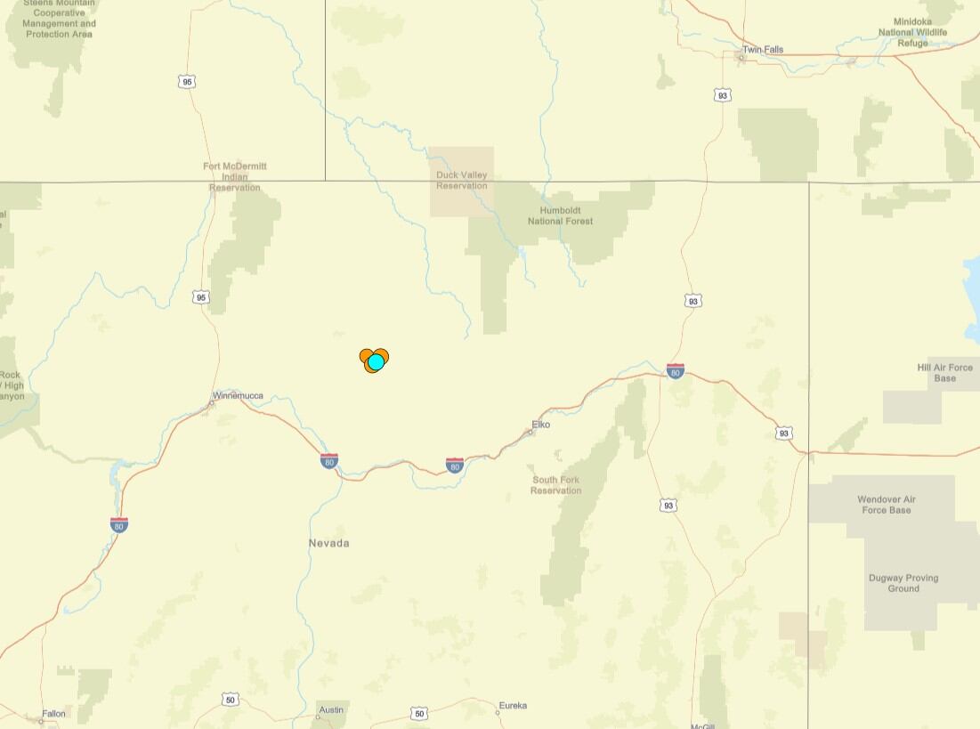 Uno de los temblores más fuertes de las últimas 24 horas en territorio continental estadounidense ocurrió cerca de Valmy, Nevada