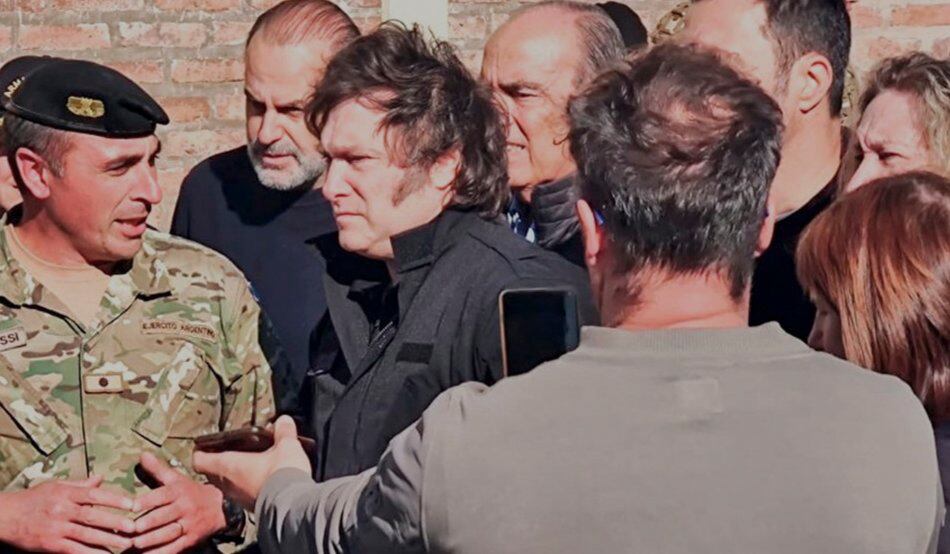 El presidente Javier Milei en Bahía Blanca, el miércoles por la mañana